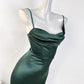 Sexy Mermaid Sleeveless Green Satin Long Prom Dress B345