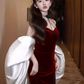 Modest Mermaid Strapless Burgundy Long Prom Dresses B758