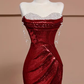 Sexy Mermaid Burgundy Sequin Long Prom Dress B361