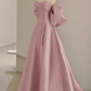 Robes de bal longues robe de soirée en satin rose B360