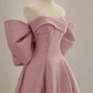 Robes de bal longues robe de soirée en satin rose B360