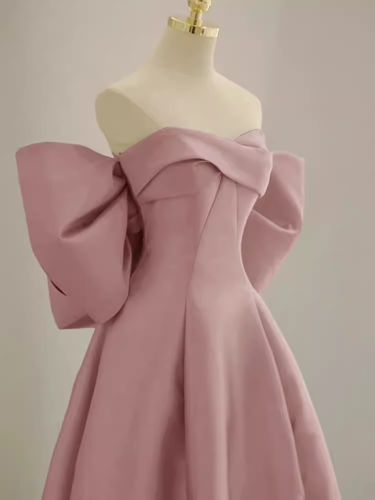 Robes de bal longues robe de soirée en satin rose B360