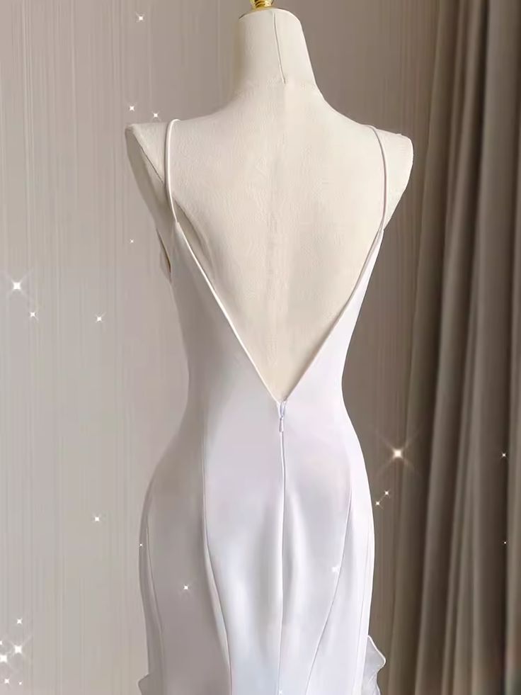 Robes de mariée vintage en mousseline de soie blanche haute et basse C299