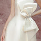 Simple Sheath Strapless Ivory Satin Homecoming Dress C402